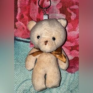 Teddy Bear NEW Cute Plush Keychain Bag Charm Key Ring With Love Ribbon Bow